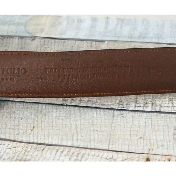 PERRY ELLIS PORTFOLIO BLACK GENUINE LEATHER DRESS CASUAL MEN'S BELT 38/95 (F95 - Picture 6 of 7